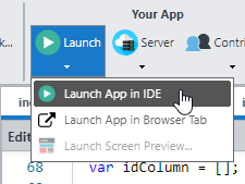 Run App in IDE Bottom Drawer